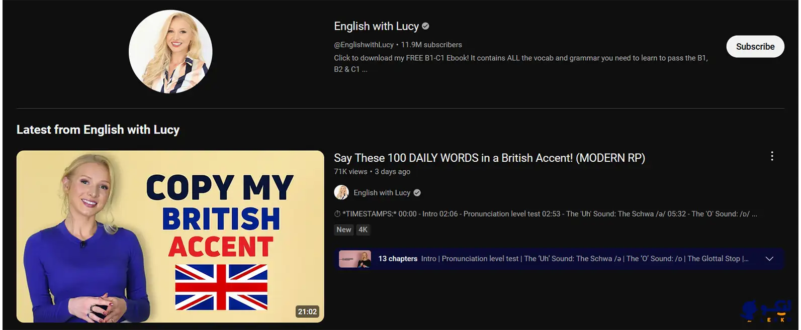 یادگیری زبان انگلیسی با چنل یوتیوب English with Lucy